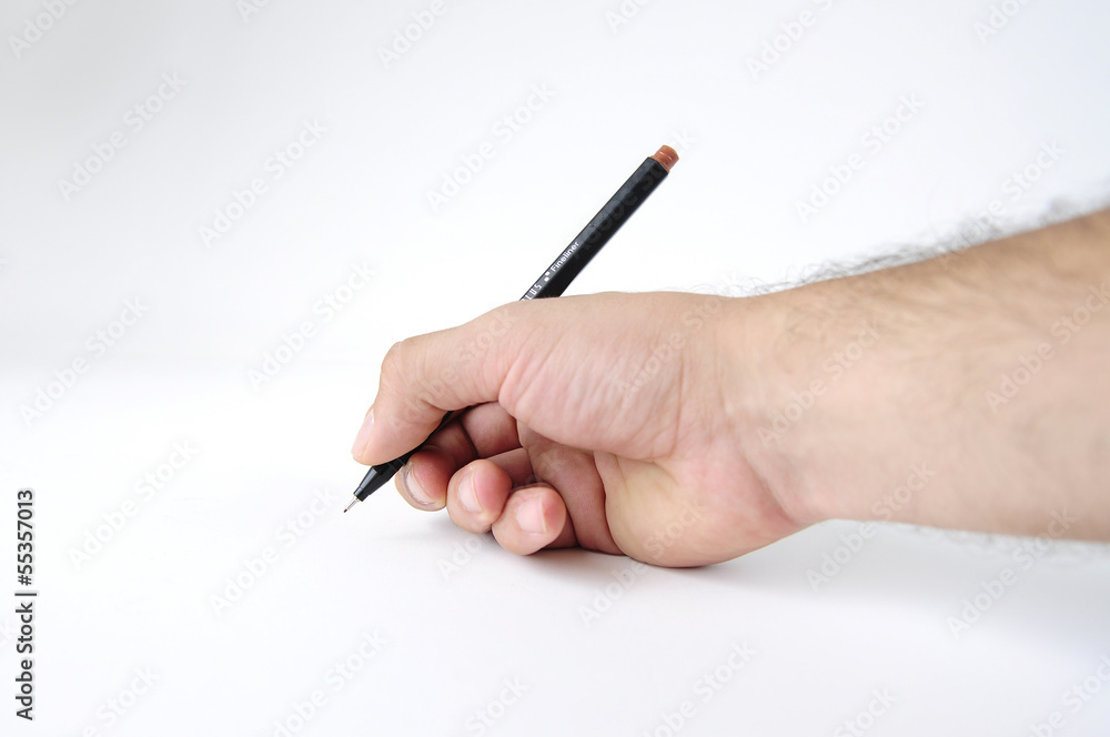 hand with pencil writing something hand with pencil writing something