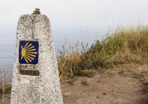 Milestone at Finisterre the end of the Way