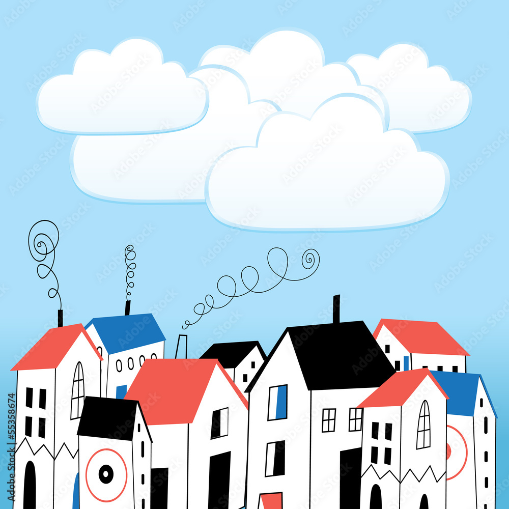 Fototapeta premium House and bubbles for text