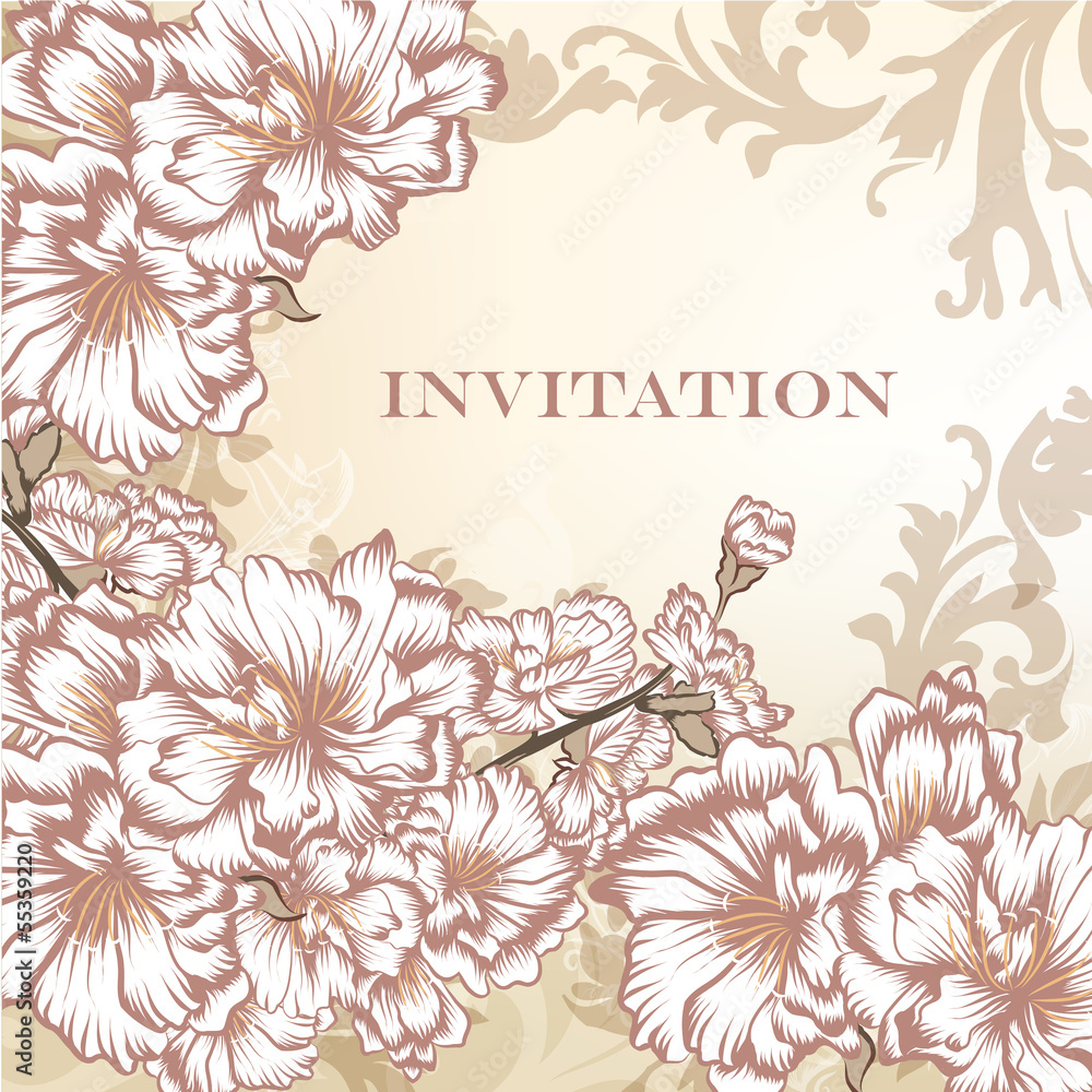 Elegant floral vector invitation card