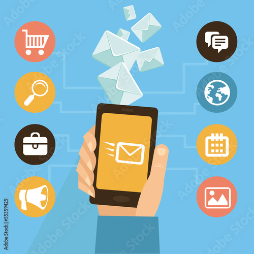 Vector mobile app - email marketing and promotion