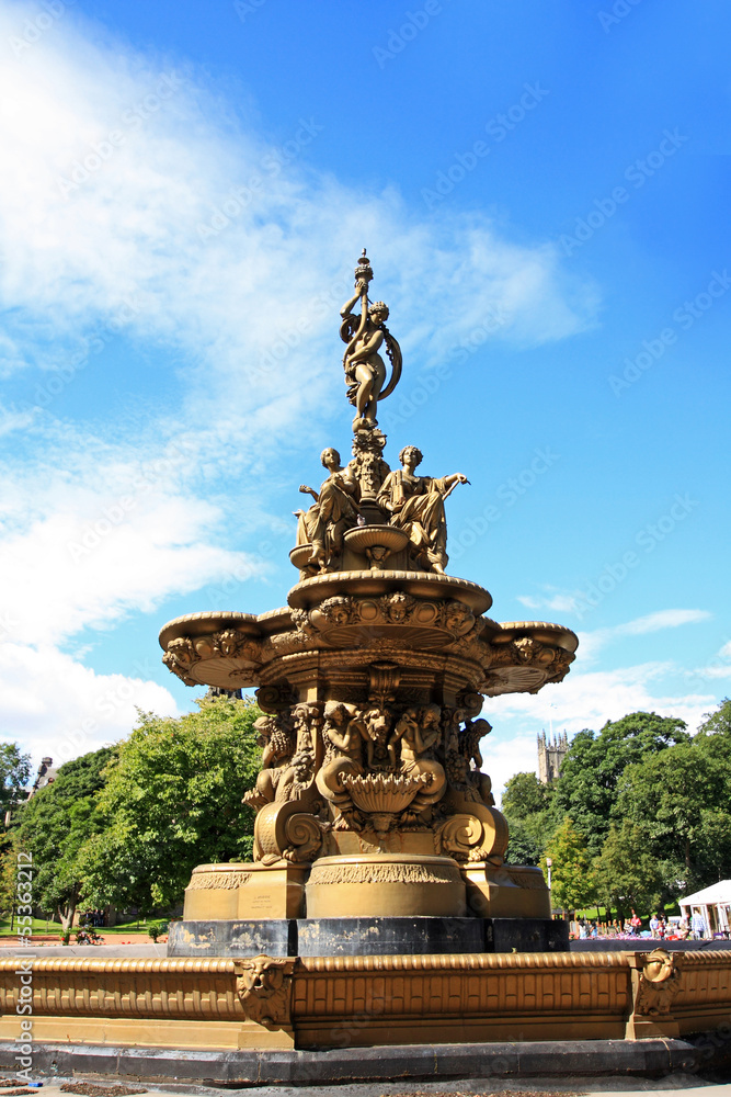 Ross fountain in Princess Street Gardens in Edinburgh, Scotland