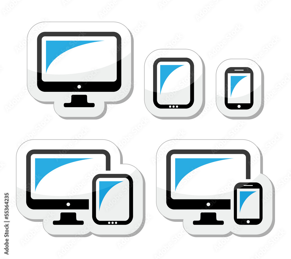 Computer, tablet, smartphone vector icons set Computer, tablet, smartphone vector icons set