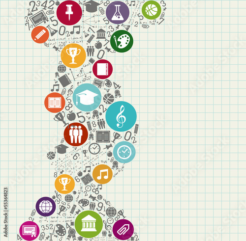 Education back to school colorful icons.