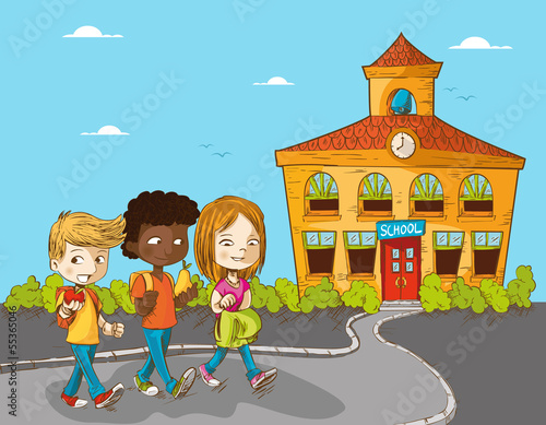 Education back to school cartoon kids.