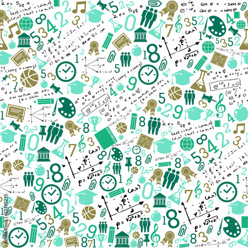 Education icons back to school seamless pattern.