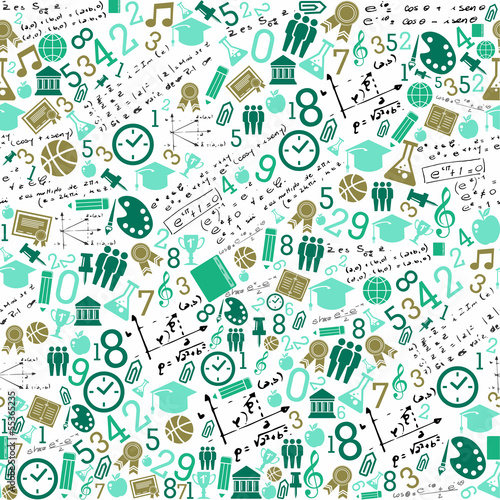 Education icons back to school seamless pattern.