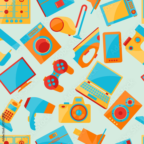 Home appliances and electronics seamless patterns.