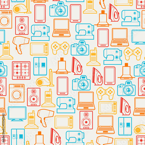Home appliances and electronics seamless patterns.