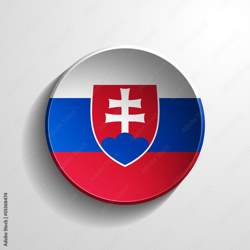 Slovakia 3d Round flag button on white