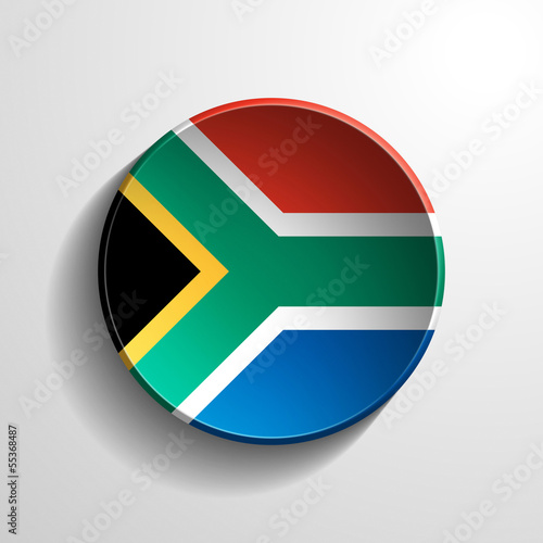 South Africa 3d Round flag button on white