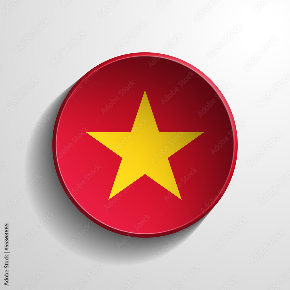Vietnam 3d Round realistic flag on white background Vietnam 3d Round realistic flag on white background