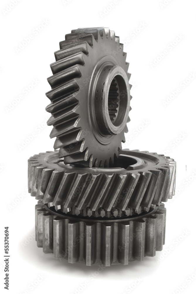 real stainless steel gears isolated over white background real stainless steel gears isolated over white background