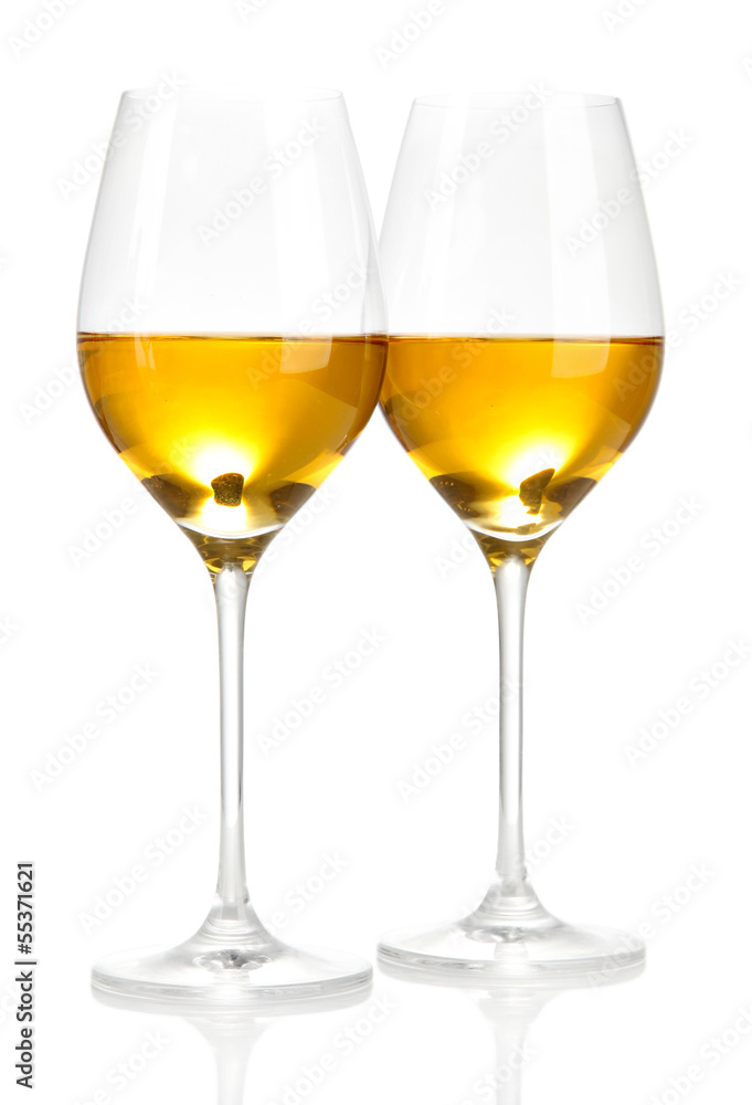 Wineglasses with white wine, isolated on white Wineglasses with white wine, isolated on white