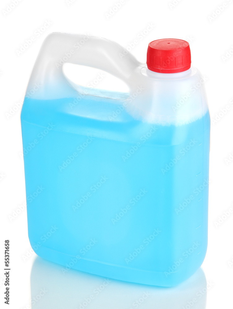 Blue liquid for car in canister isolated on white Blue liquid for car in canister isolated on white