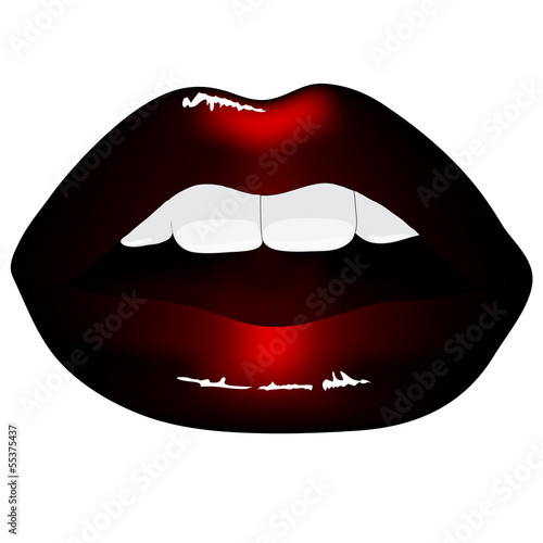 red lips isolated on black background