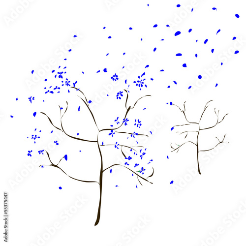 The Art tree with blue leaves fall