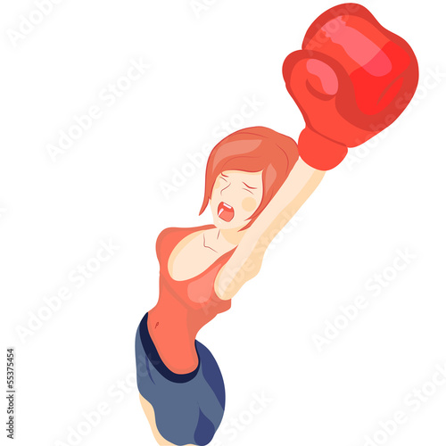 Vector beautiful girl in boxing gloves