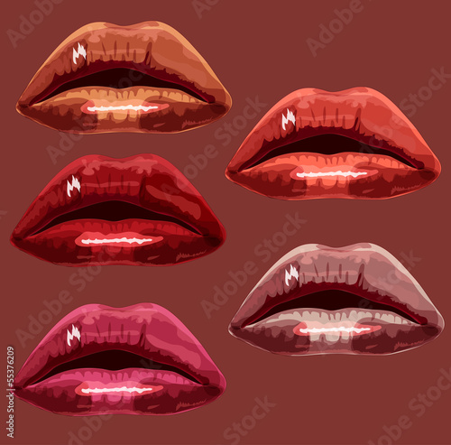 Set red the girl of lips. A vector illustration