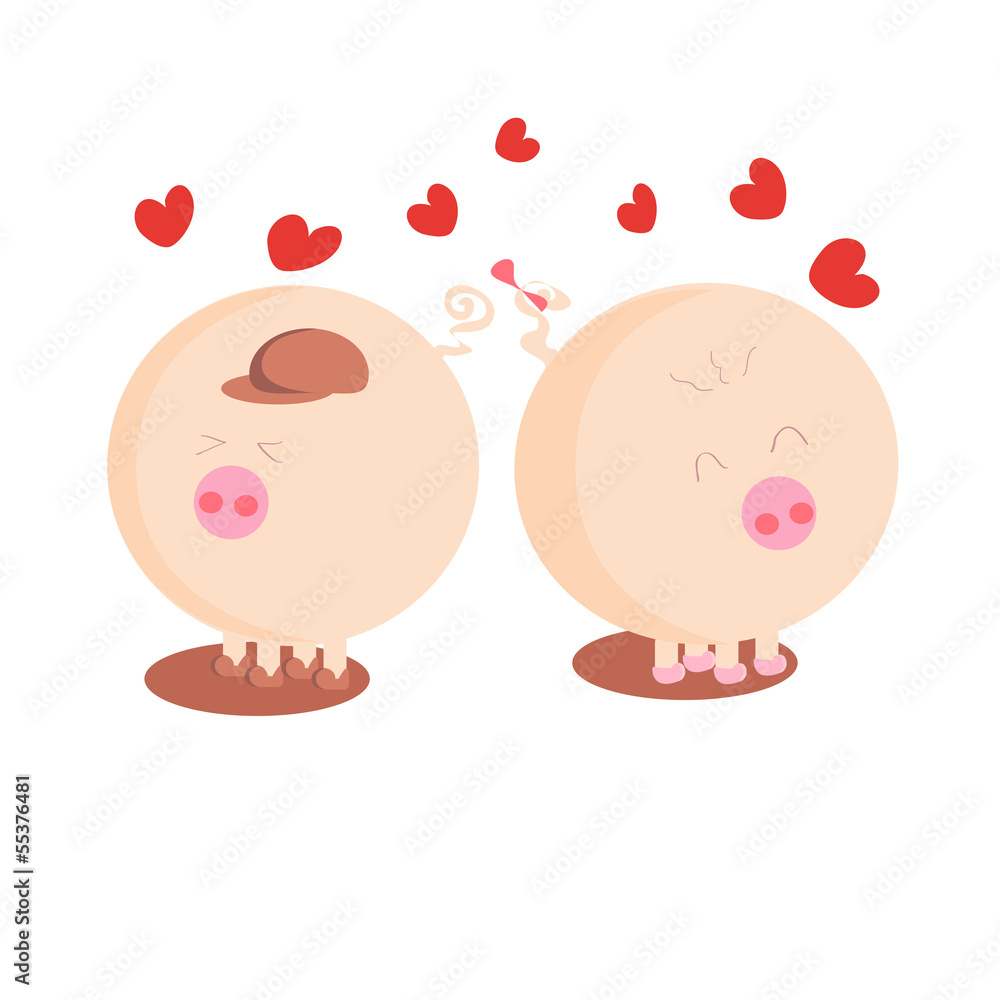 Two lovers pig. a boy and a girl. card. Valentine's Day Two lovers pig. a boy and a girl. card. Valentine's Day