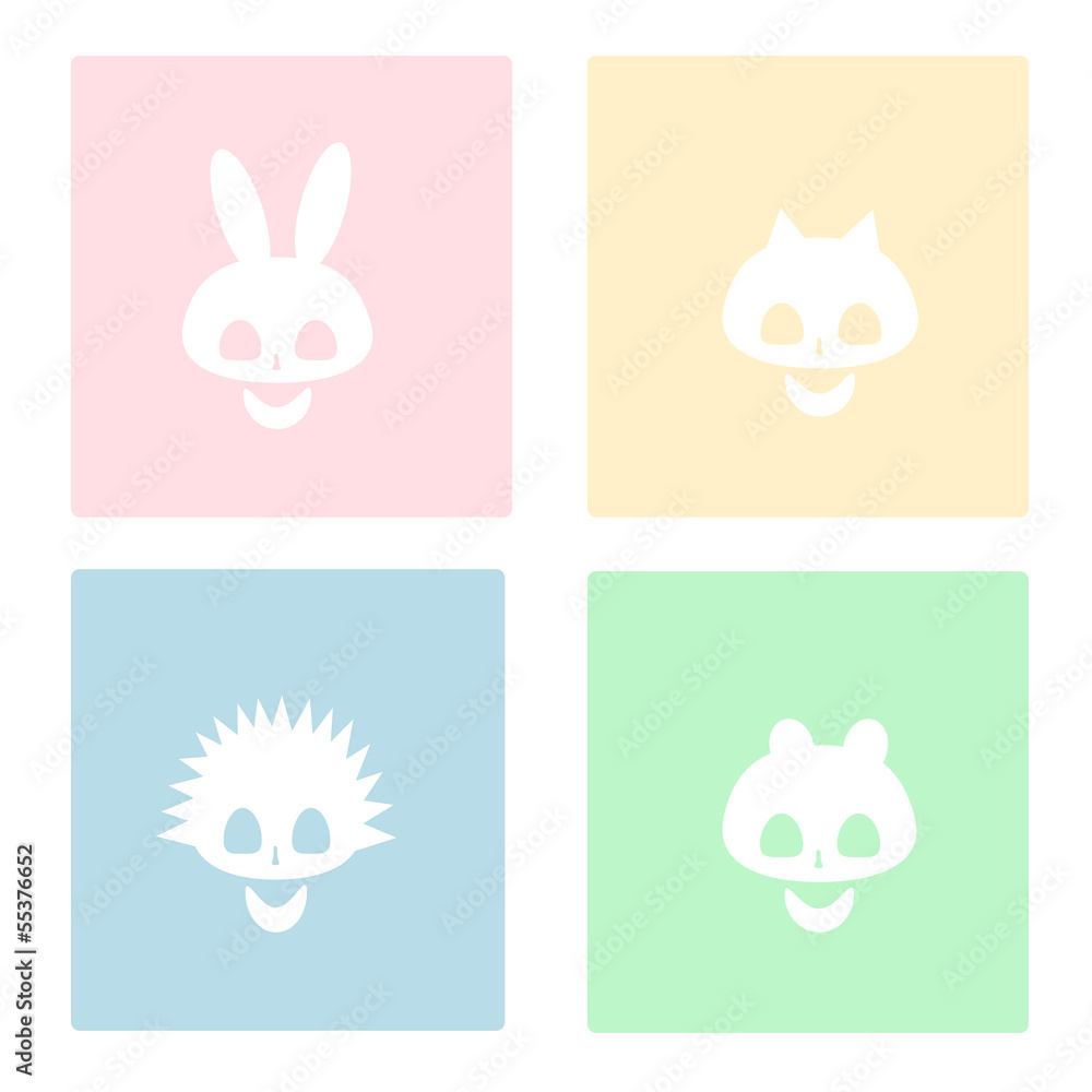 skulls of various animals on a colored background