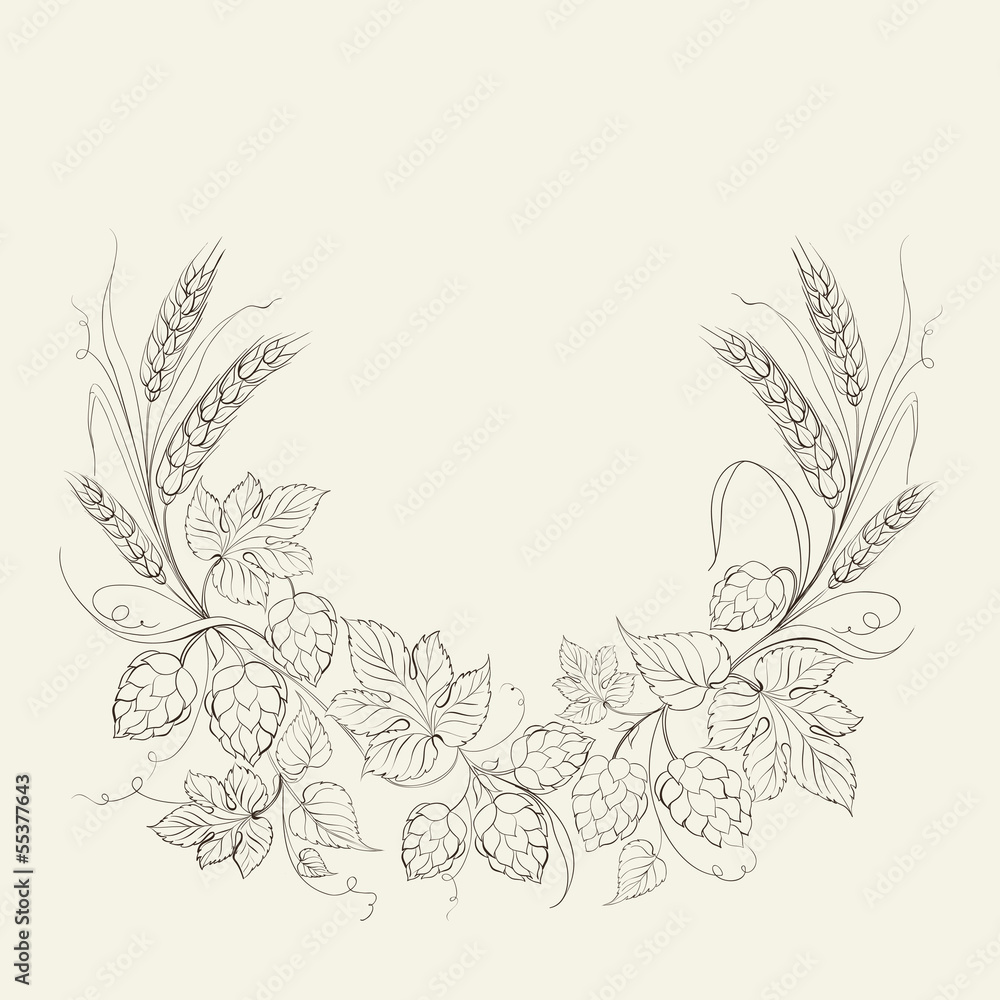 Hop garland on a white background. Stock-Vektorgrafik | Adobe Stock