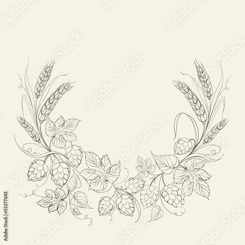 Hop garland on a white background.
