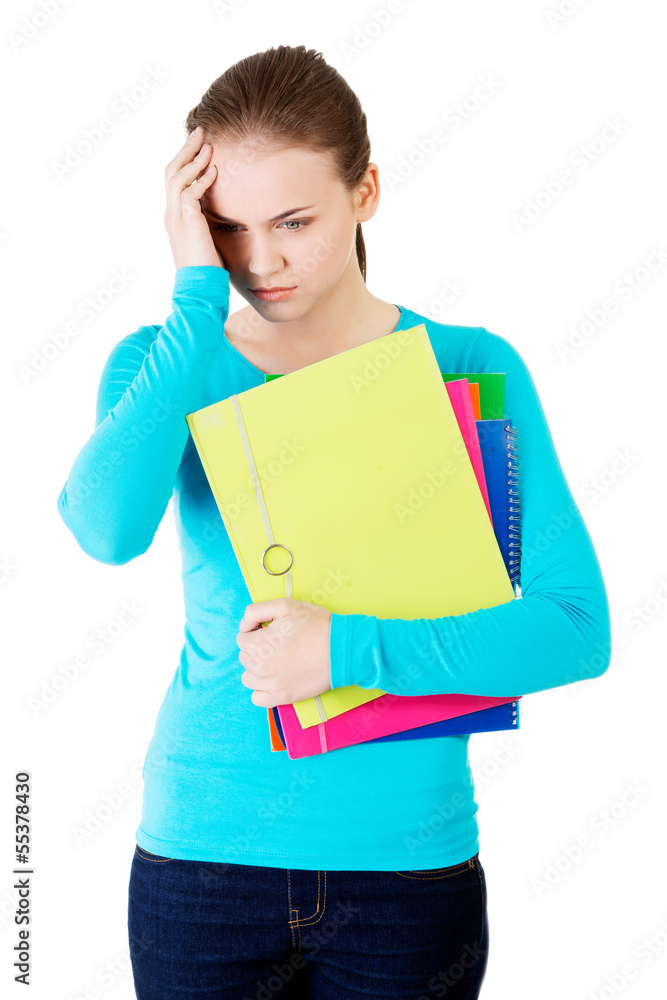 Young beautiful student woman with depression Young beautiful student woman with depression