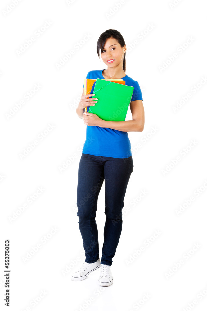 Happy student woman with notebooks Happy student woman with notebooks