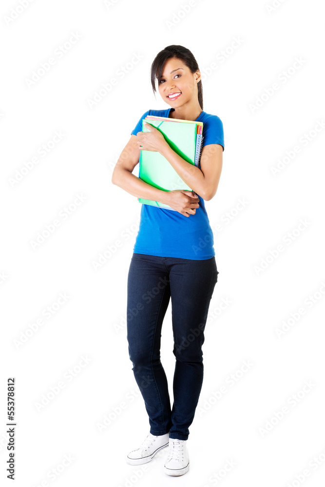 Happy student woman with notebooks Happy student woman with notebooks
