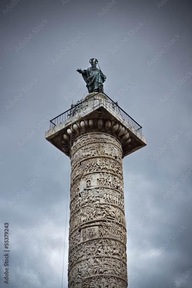 Antique column of the emperor Trajan in Rome