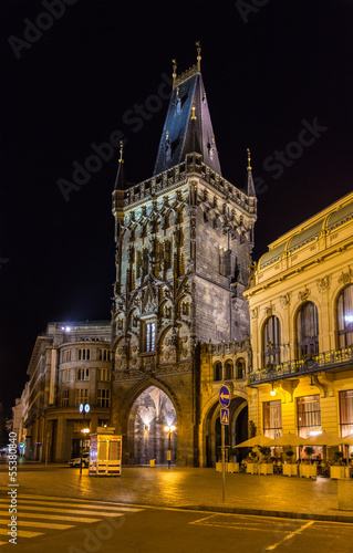 Powder Tower, a Gothic tower in Prague, Czech Republic