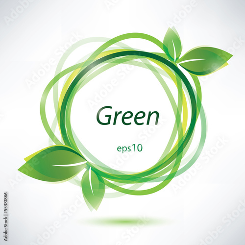 abstract green background, floral border