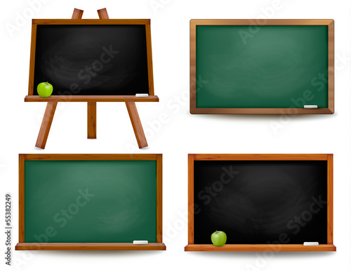 Set of school board blackboards. Back to school. Vector illustra