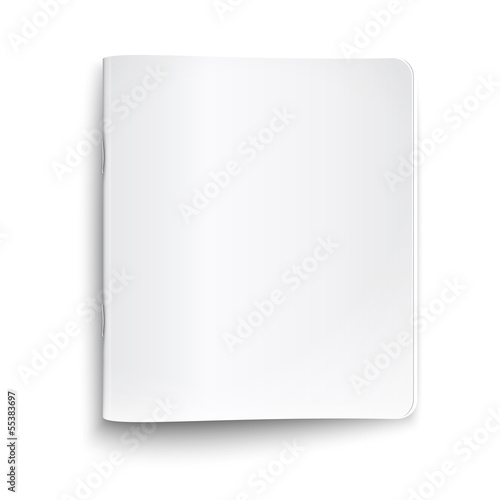 Blank closed copybook on white background.