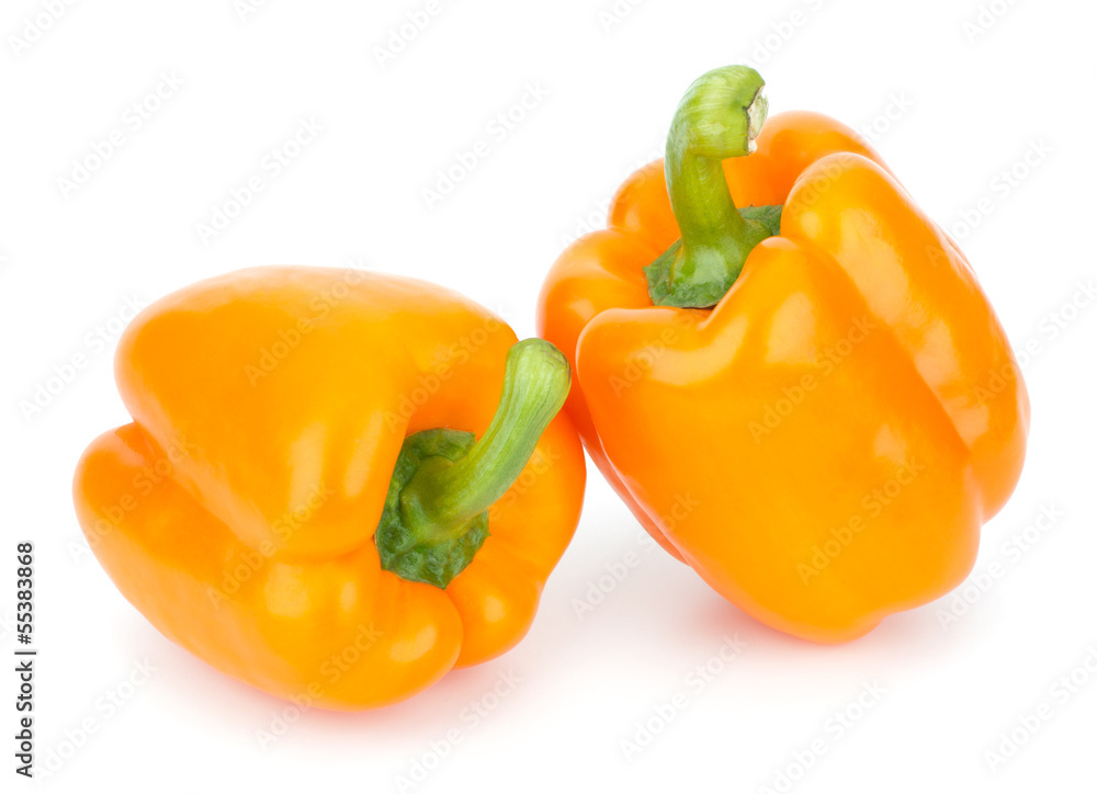 orange peppers isolated on white background closeup orange peppers isolated on white background closeup