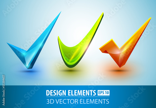 Vector check mark set. Glossy design elements