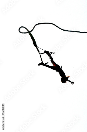 Photos Silhouette of a bungee jumping woman isolated