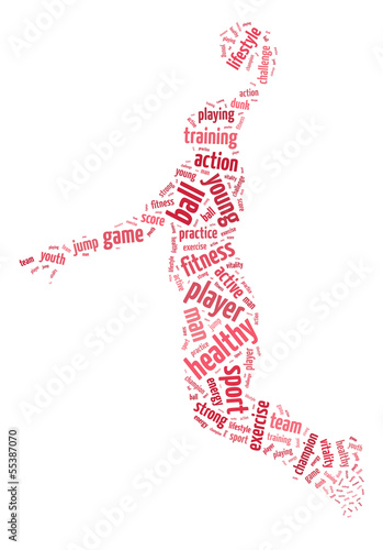 Words illustration of a man playing basketball