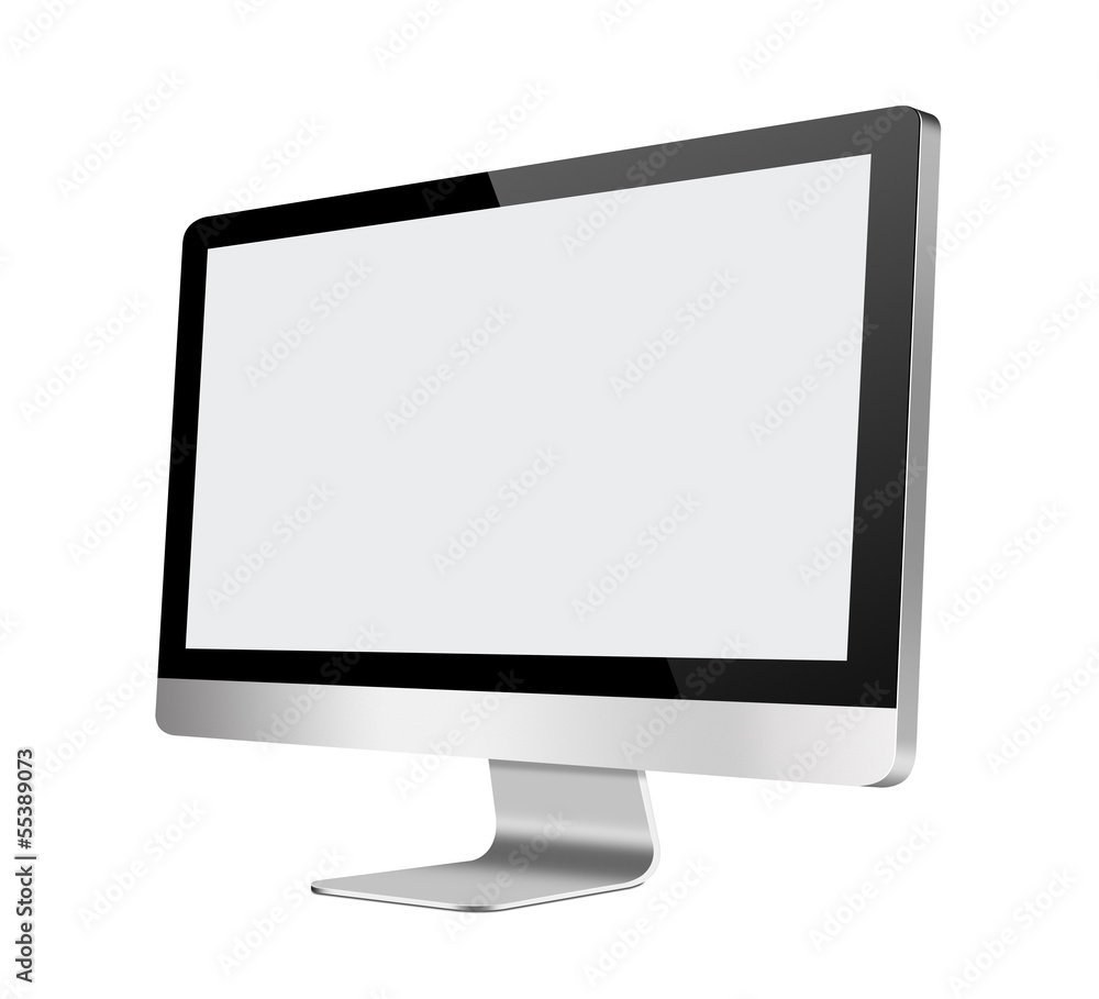 LCD Computer Monitor with blank screen on white background LCD Computer Monitor with blank screen on white background