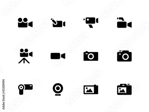 Camera icons on white background.