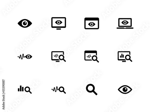 Observation and Monitoring icons on white background. photo