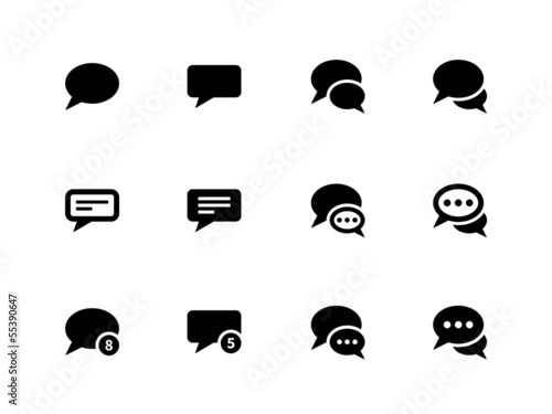 Message bubble icons on white background.