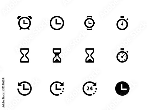 Time and Clock icons on white background.