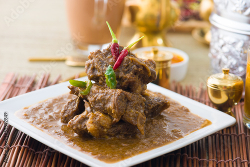 Cuadro en lienzo mutton korma famous food with traditional indian background item