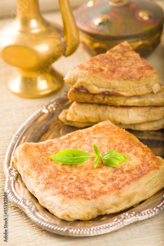 Mutabbaq a popular arab food where bread if stuffed with meat