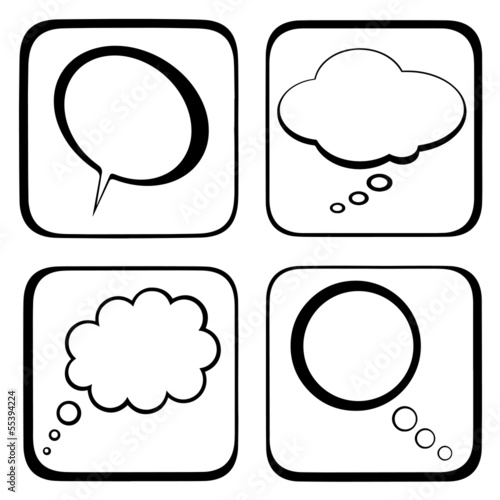 Four thought / speech bubbles