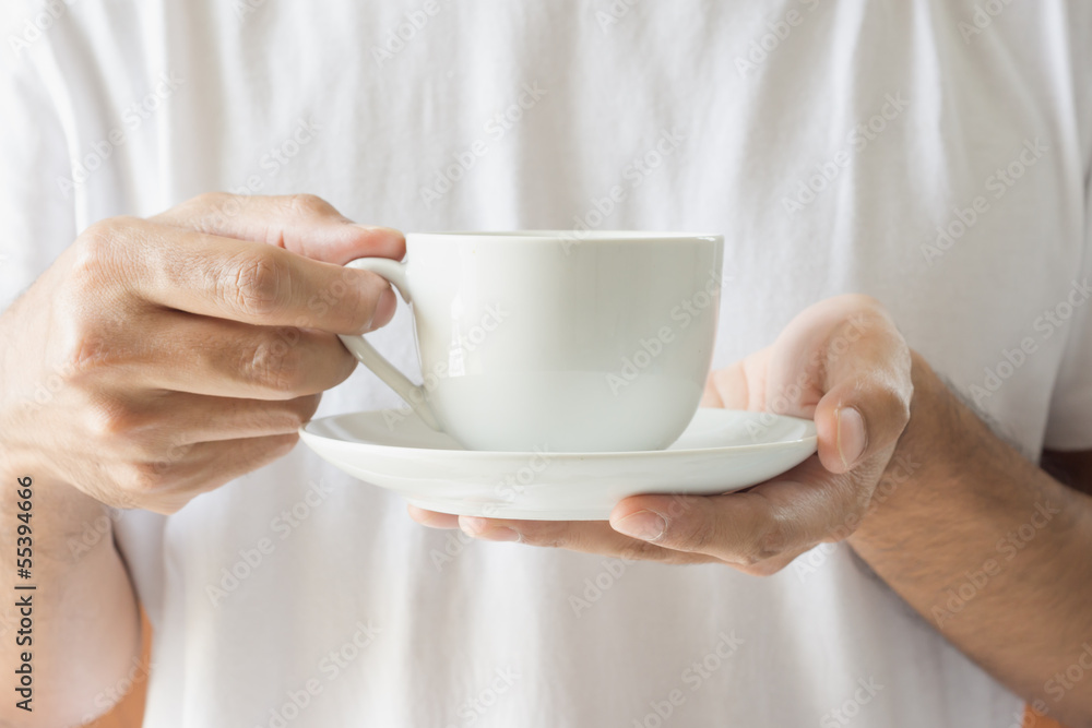 Enjoying a cup of coffee Enjoying a cup of coffee