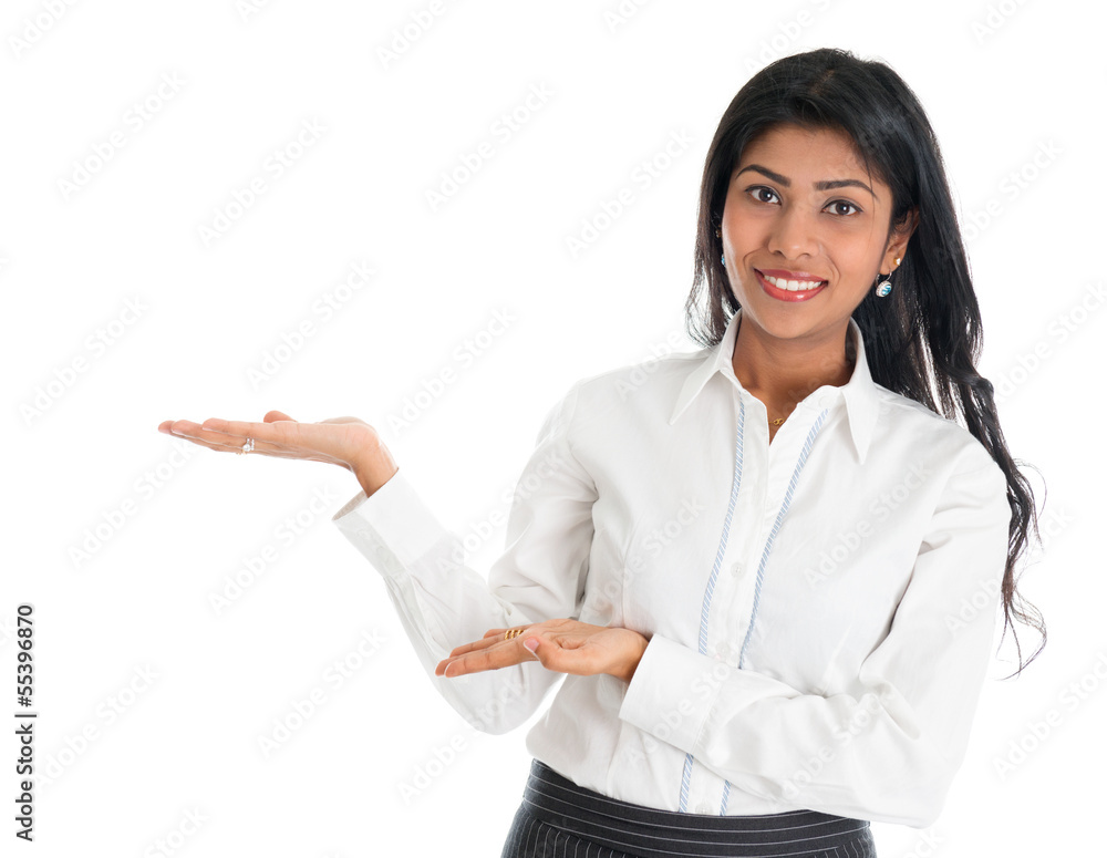 African American business woman showing something African American business woman showing something