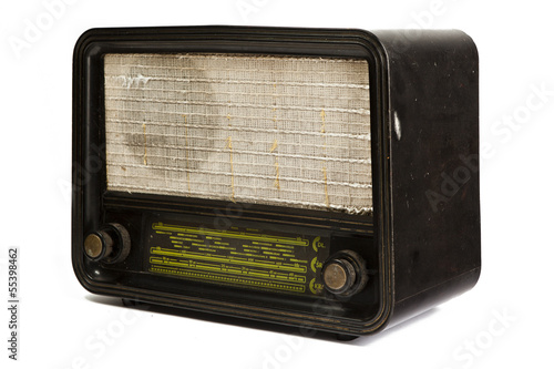Antique radio tube isolated on white background